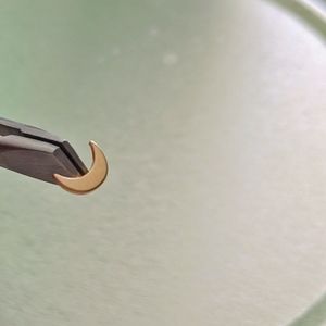 Rose gold press fit crescent moon earring